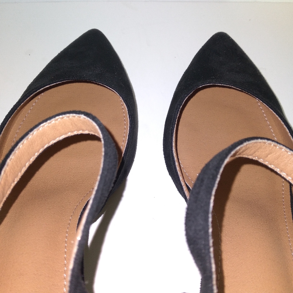 Women's Elegant Black Faux Suede Ankle Strap Kitten Heel Pumps-Size EU 42/US 10 - Picture 10 of 12